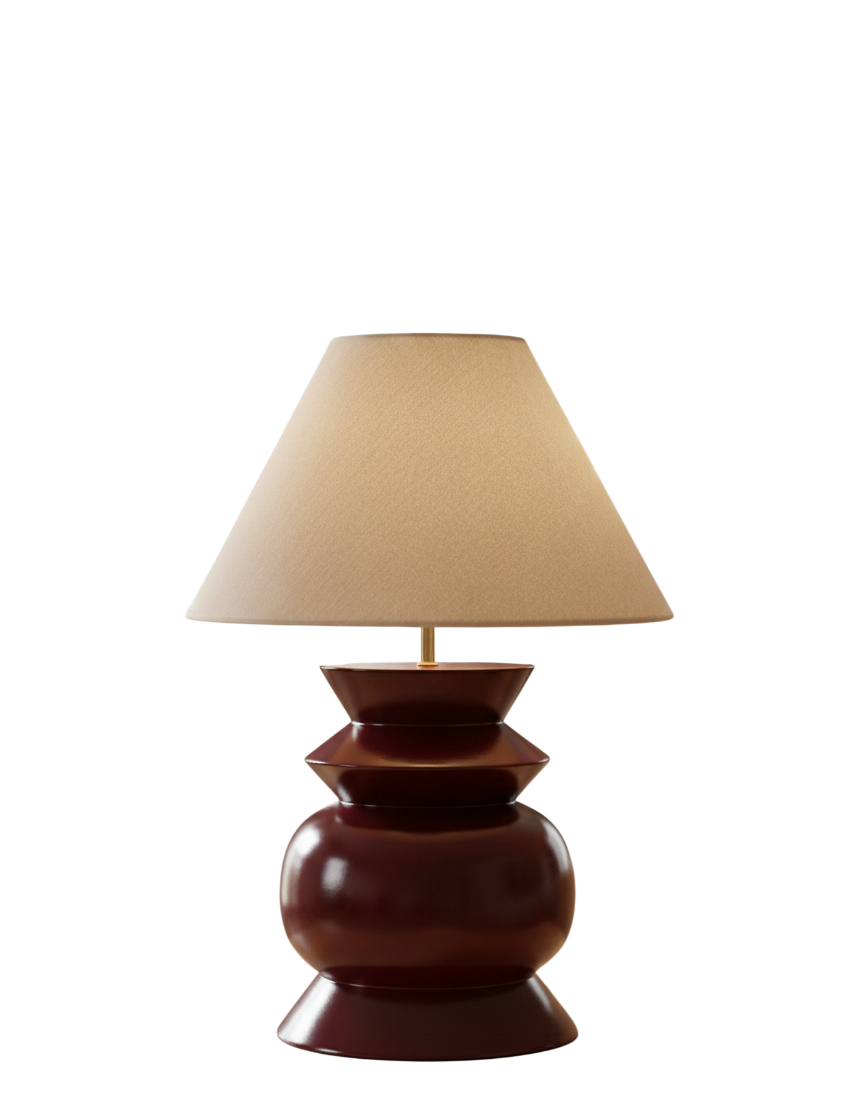 Chunky Ahşap Abajur Bordo