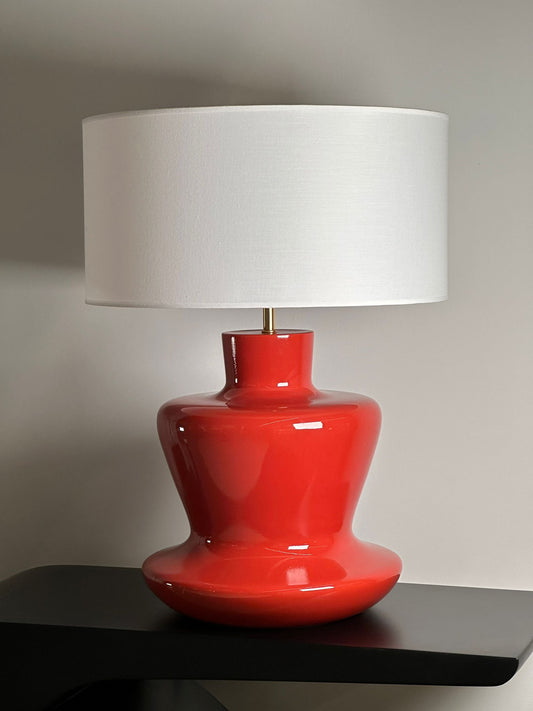 Aura Ahşap Abajur Kırmızı