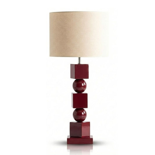 Poly Ahşap Abajur Bordo