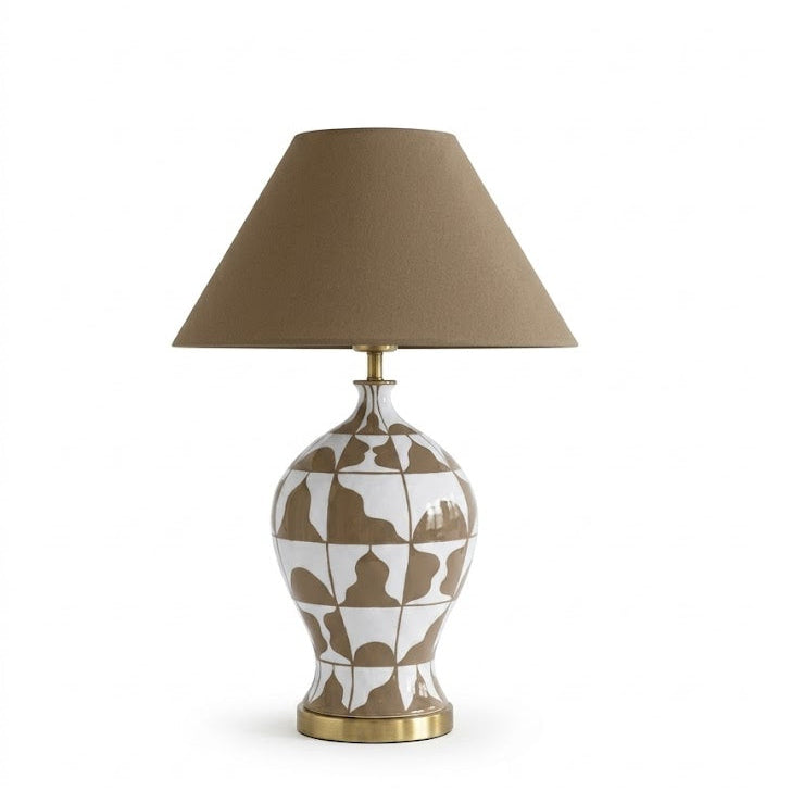 Sienna El Yapımı Seramik Abajur Bej