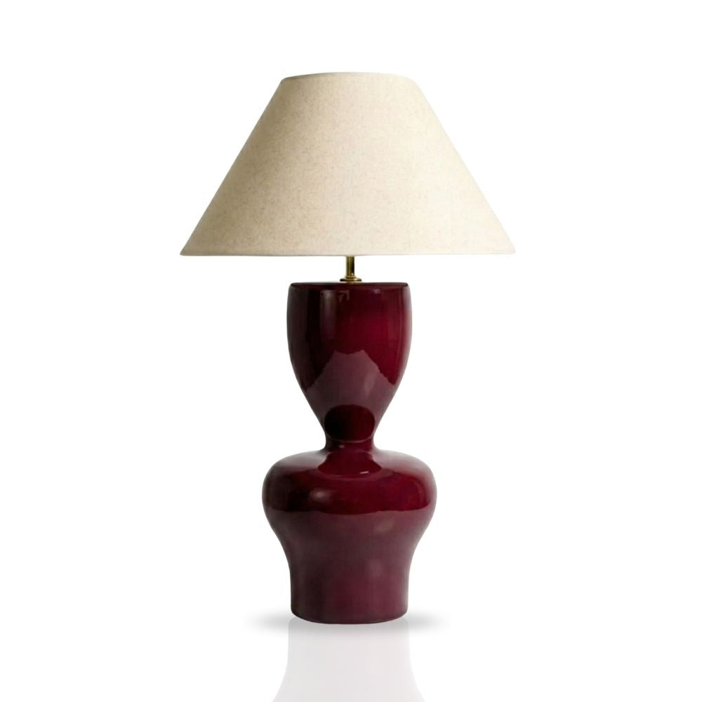 Donna Ahşap Abajur Bordo