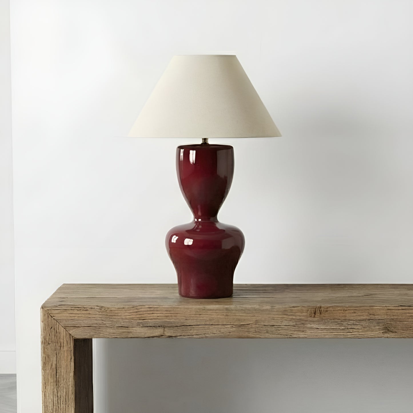 Donna Ahşap Abajur Bordo