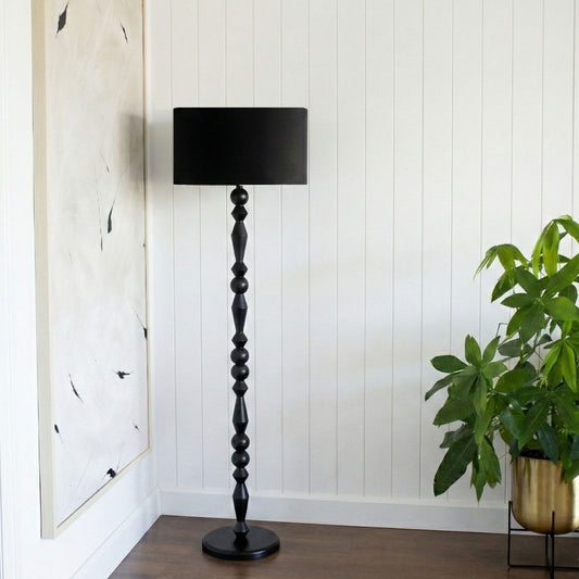 Alfie Ahşap Lambader Siyah