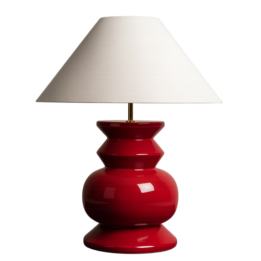 Chunky Ahşap Abajur Kırmızı