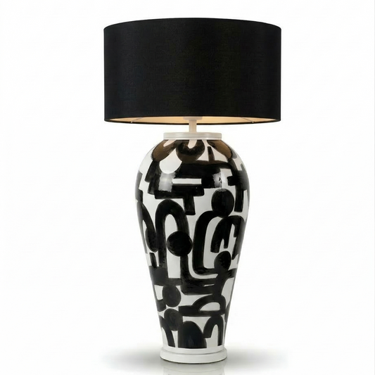 Cali El Yapımı Seramik Abajur Siyah