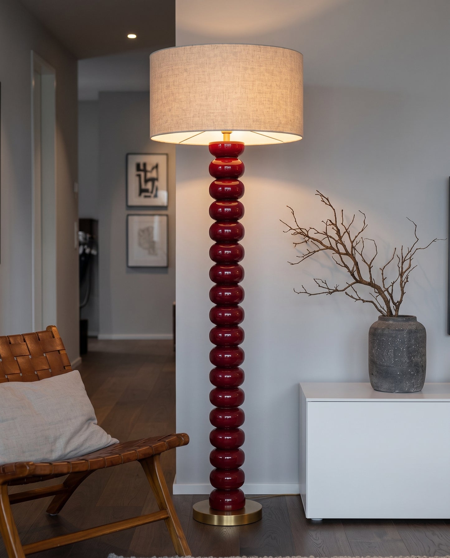 Oslo Bordo Masif Ahşap Lambader