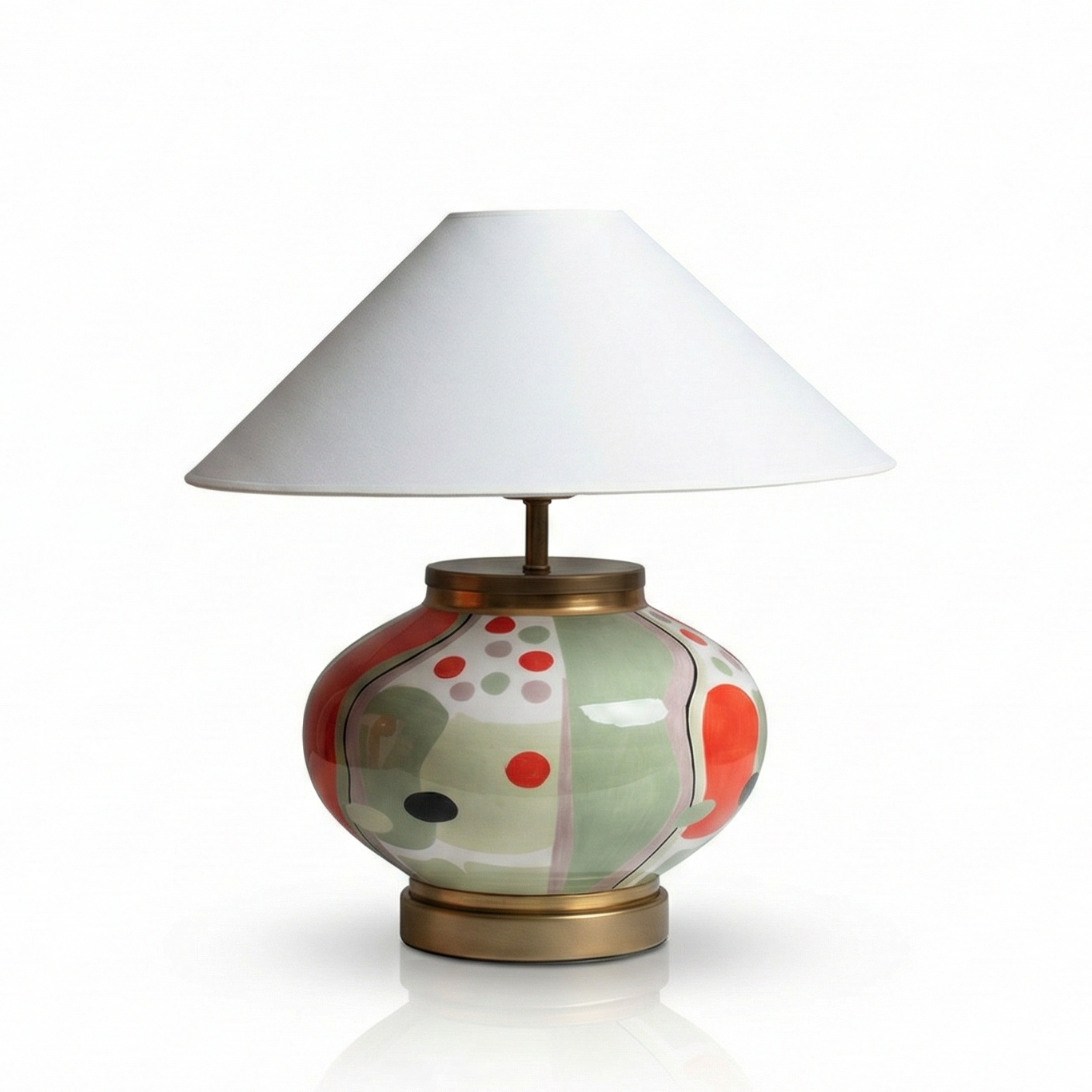 Coral El Yapımı Seramik Abajur Yeşil