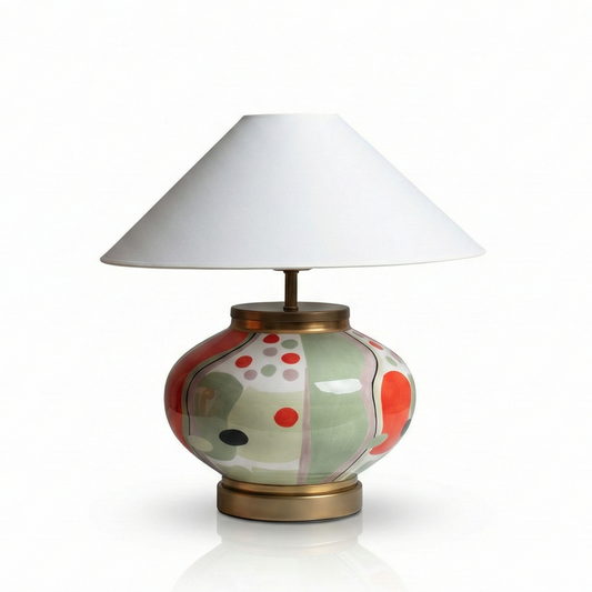 Coral El Yapımı Seramik Abajur Yeşil