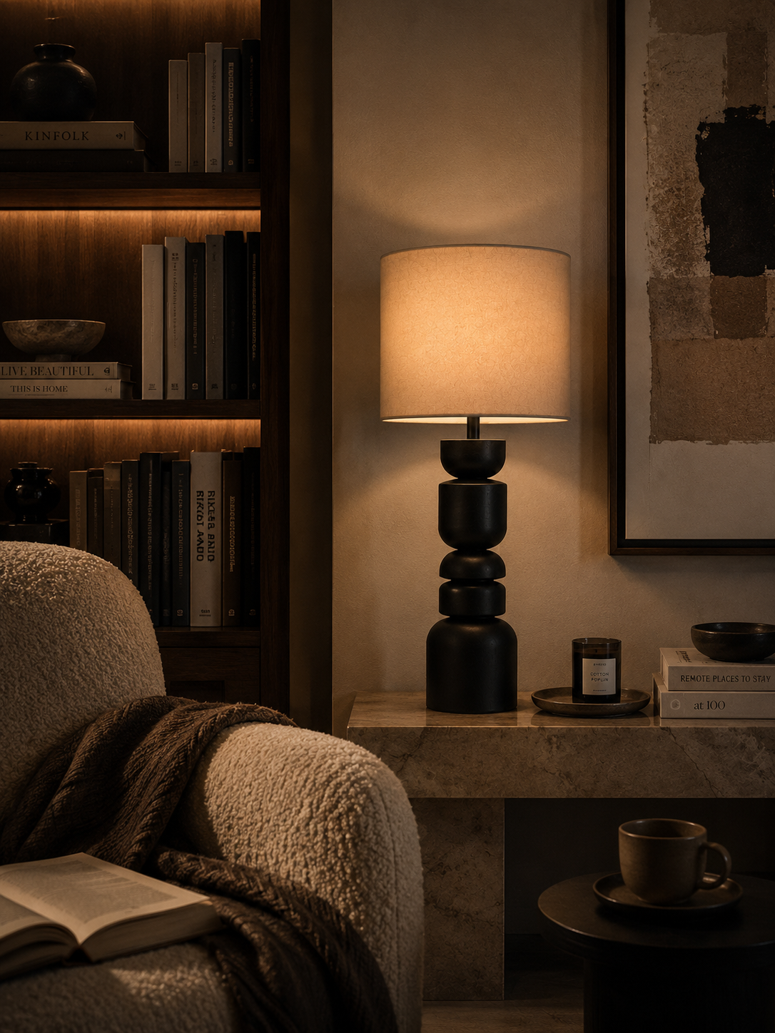 Mayfair Siyah Ahşap Abajur