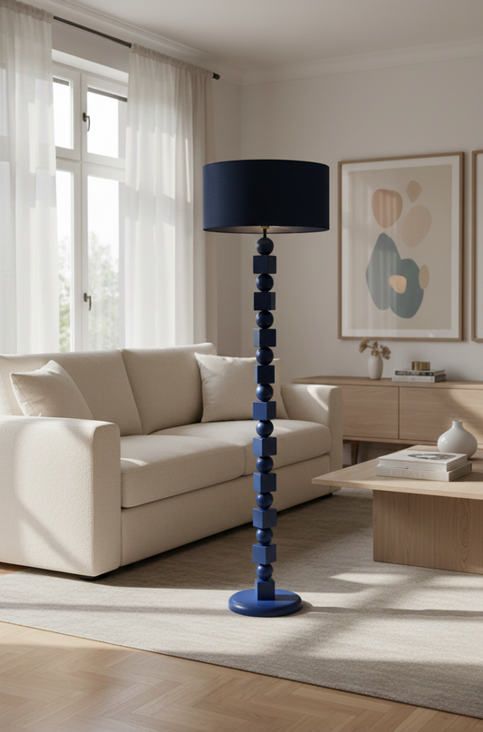 Poly Ahşap Lambader Lacivert