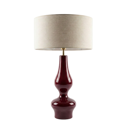 Porto Lamp Ahşap Abajur Bordo