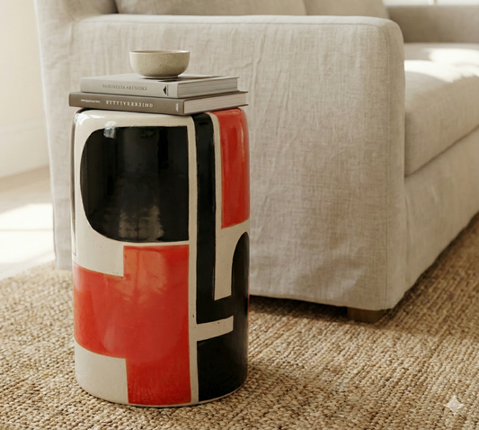 Stockholm El Yapımı Seramik Sehpa Kırmızı