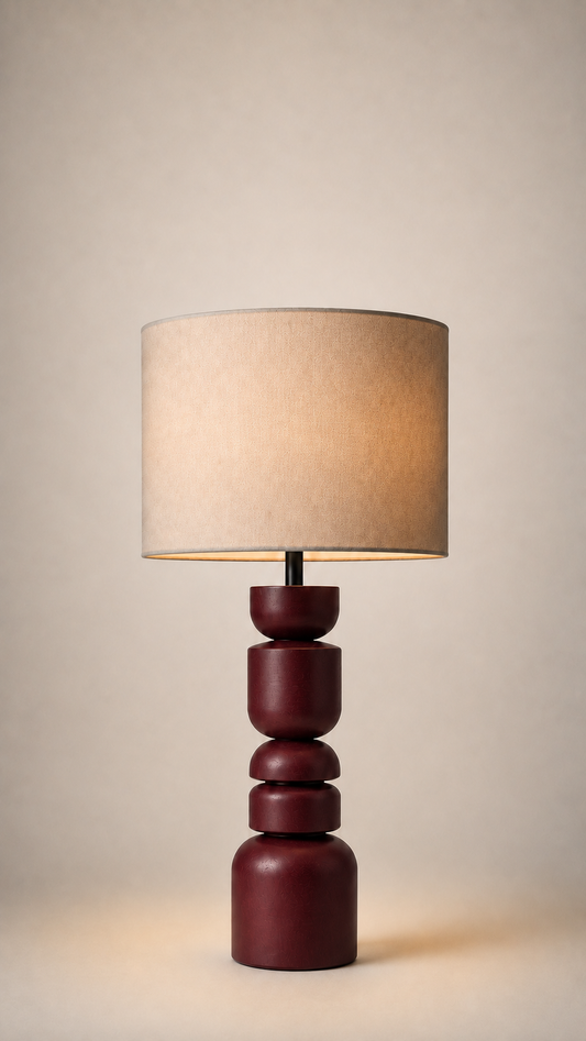 Mayfair Bordo Ahşap Abajur