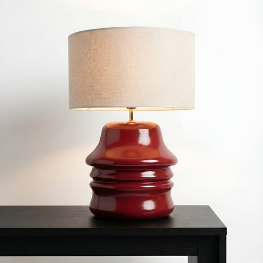 Mona Ahşap Abajur Bordo