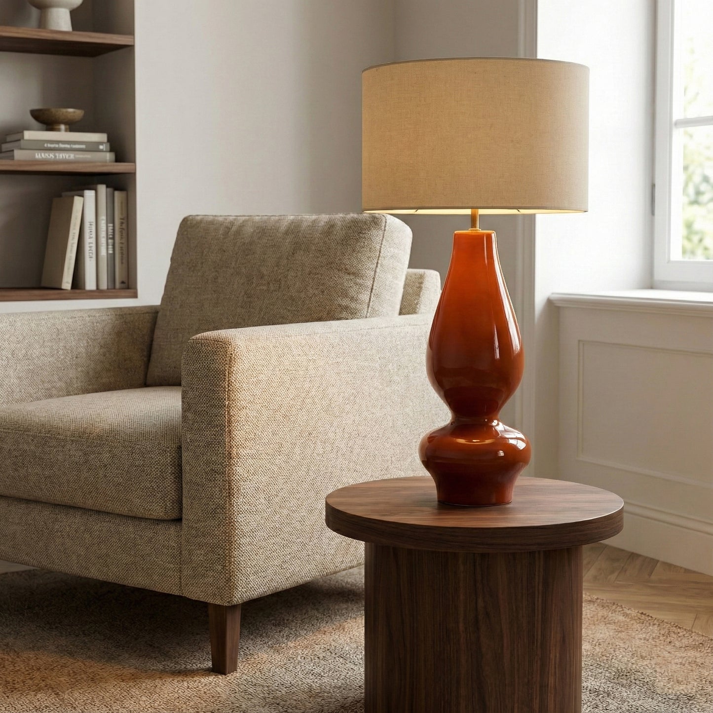 Porto Ahşap Abajur Kiremit Rengi